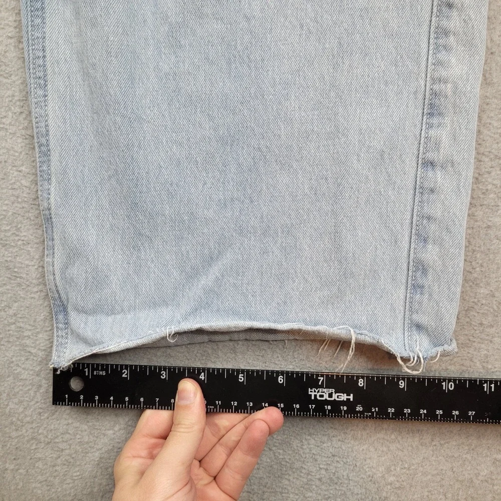 Hollister Low-Rise Baggy Jeans Womens 12R 31x29 Light Blue Distressed Raw Hem - Picture 3 of 8